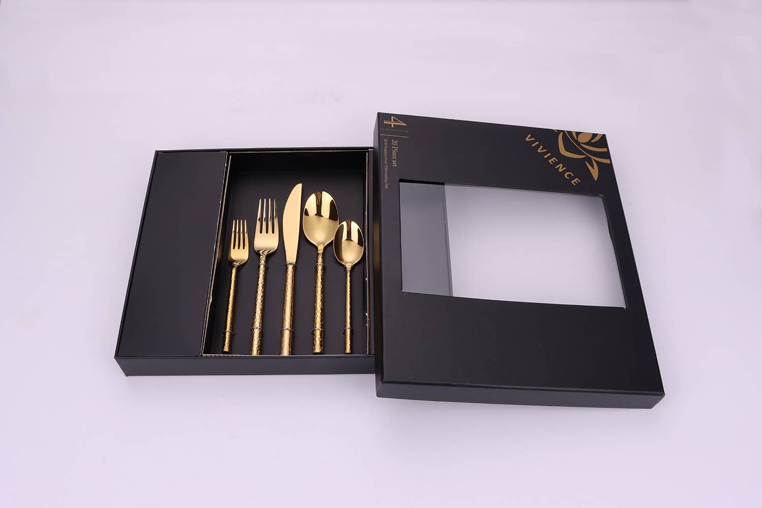 VIVIENCE - Venta al por mayor Conjunto de cubiertos - Juego de cubiertos Pexo de 20 piezas en acabado dorado para 4 personas11