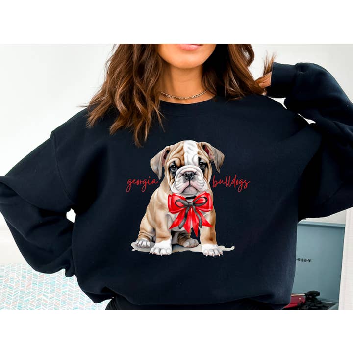 Gia Gifts Boutique - Wholesale Graphic Sweatshirt - Women's - Preppy Georgia Bulldogs Sweatshirt Football