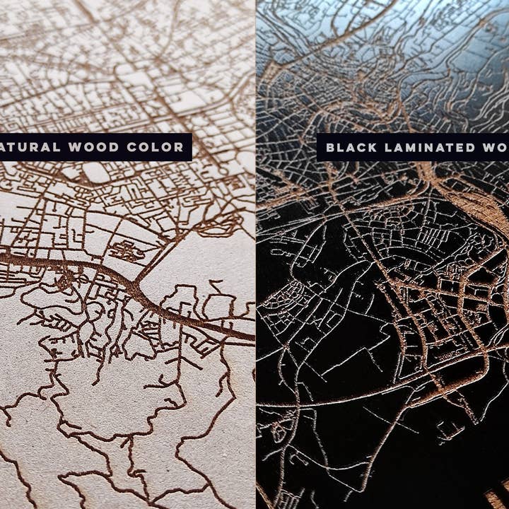 Kustwood - Venta al por mayor Mapas - Mapa De Moscú, Rusia, Grabado En Madera. Mapa Láser 3D