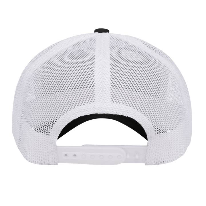 Flounder Kraken 6 Panel Trucker Snap Back Black White Hat for wholesale on Faire1