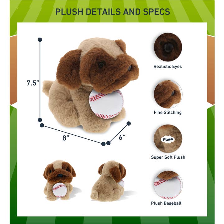 Cota Global – wholesale Fyllda/plyschleksaker - Barn och baby – Plyschbaseboll - Supermjuk plysch - Brun mops2