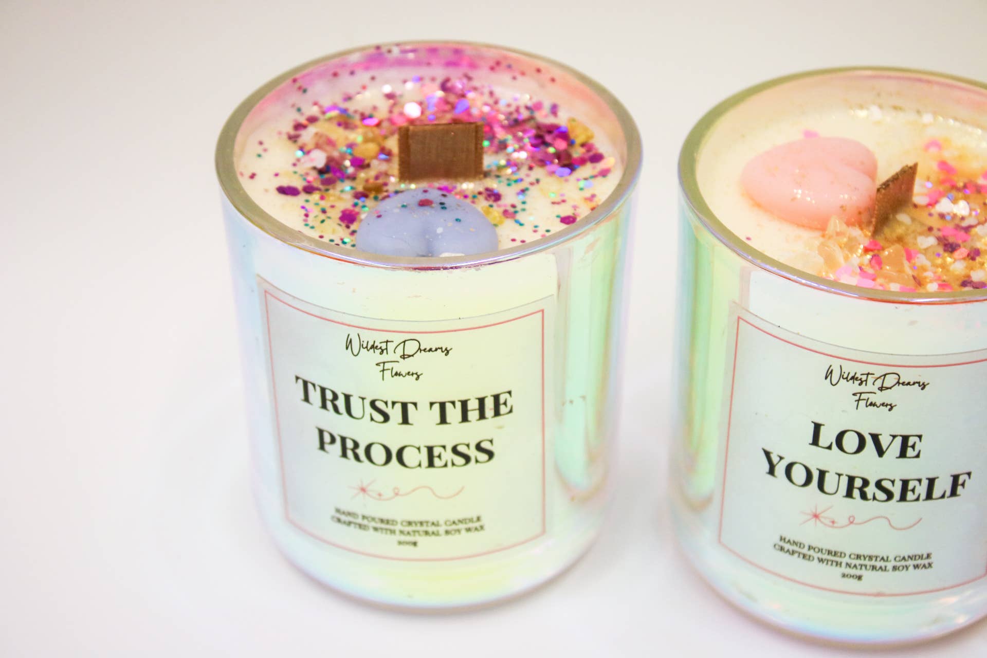 Wildestdreams.flowers – wholesale Jar/filled candle – Positive Energy Crystal Candle- Trust The Process 4