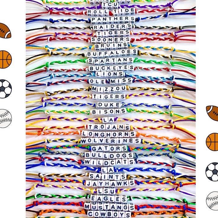 Bead Me Silly - Wholesale Woven/Braided Bracelet - CUSTOM School/Spirit Bracelet - Sports & Sorority & States