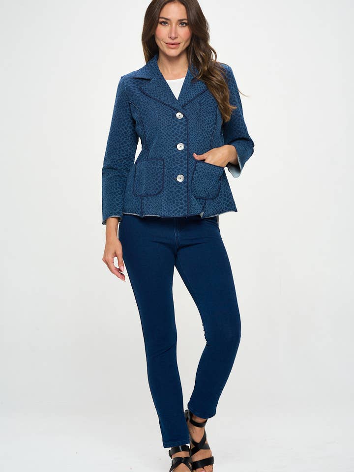 Knit Denim Blazer - D118 for wholesale by Focus Fashion