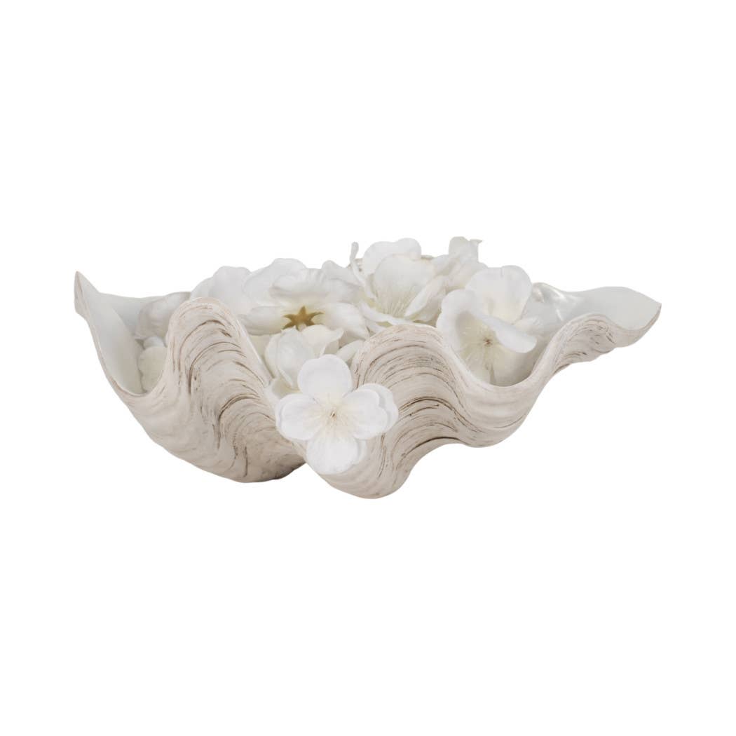 Sagebrook Home - Wholesale Decorative Plate/Dish/Bowl - Decorative Bowl - Ivory Resin Coastal Pearlized Shell, 9 in.5