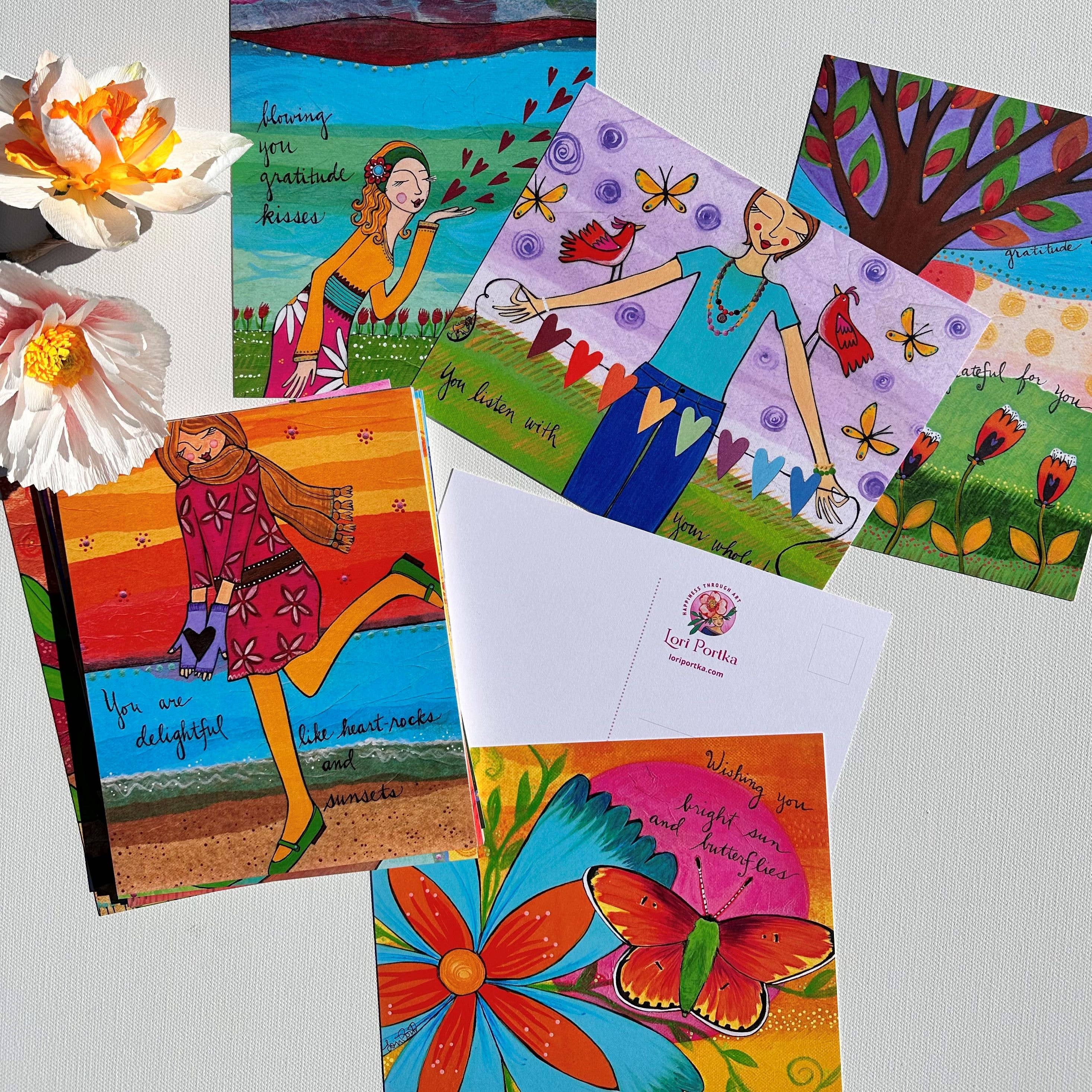 Lori Portka - Happiness Through Art – Großhandel Postkarten-Set – Dankbarkeits-Postkartenpaket2