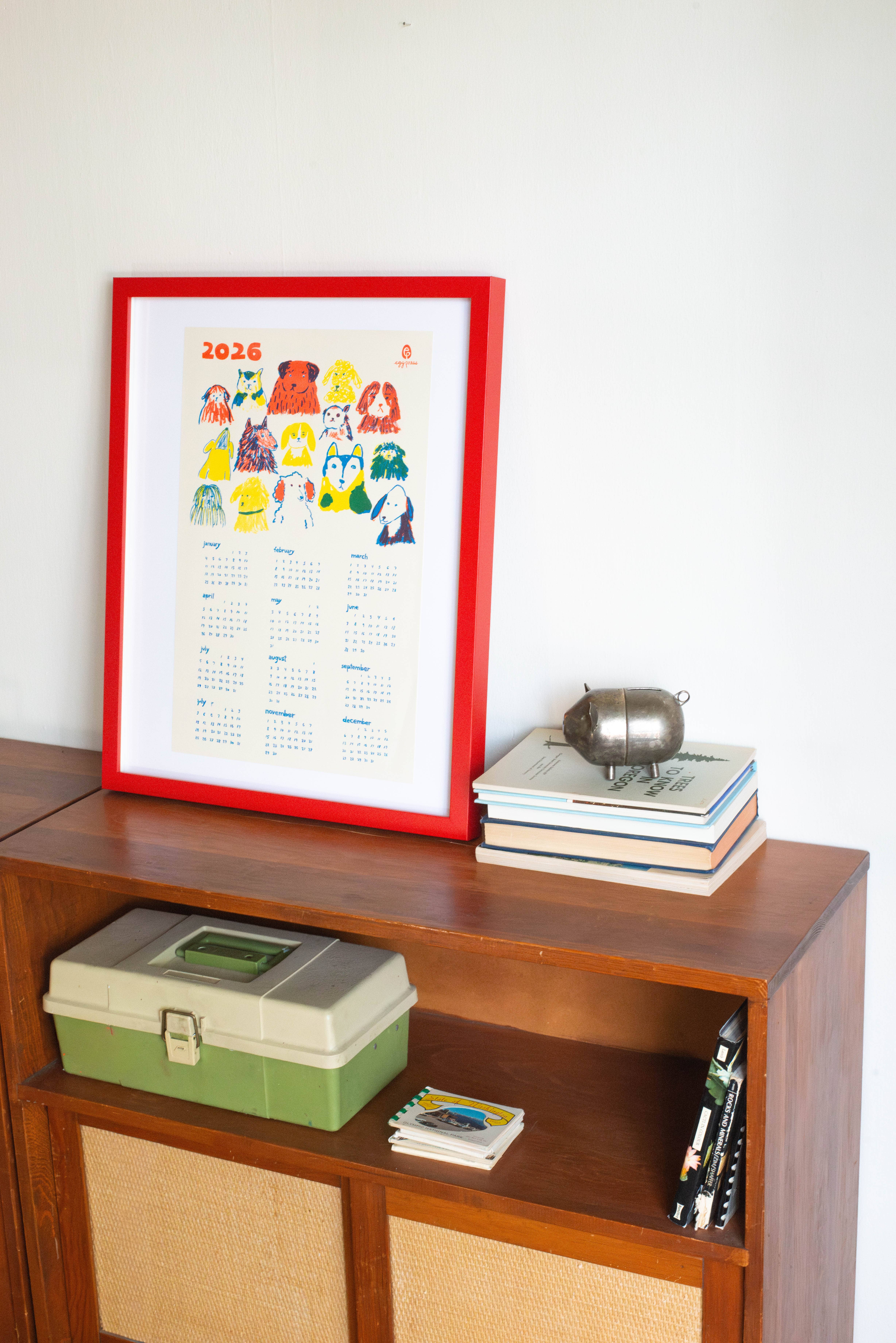 Egg Press Manufacturing - Wholesale Calendar - Dogs 2026 Calendar Illustrated Risograph Print1