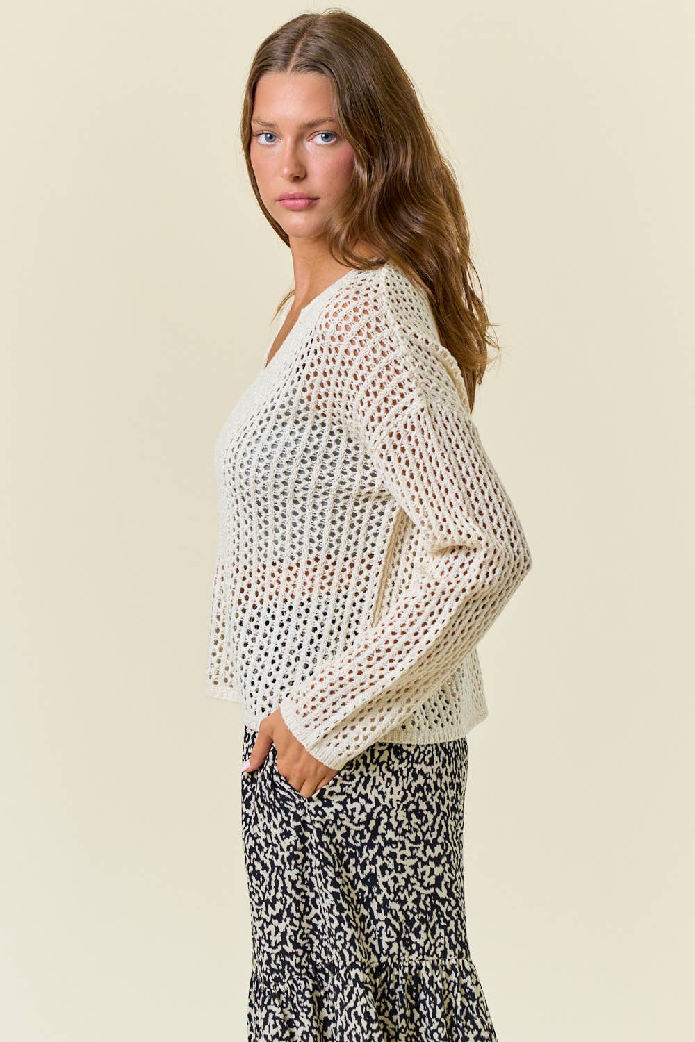 Doe and Rae – Großhandel Strickpullover – Damen – Langärmliges Strickoberteil mit V-Ausschnitt - 45264T12