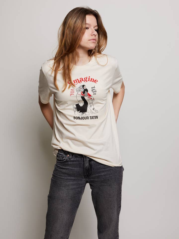 T-Shirt Off-white/Red ‘Imagine you and me’ BonjourTatin for wholesale by BonjourTatin