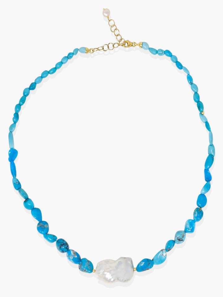 Collier Azzurra en turquoise et perle pour la vente par Vintouch Jewels