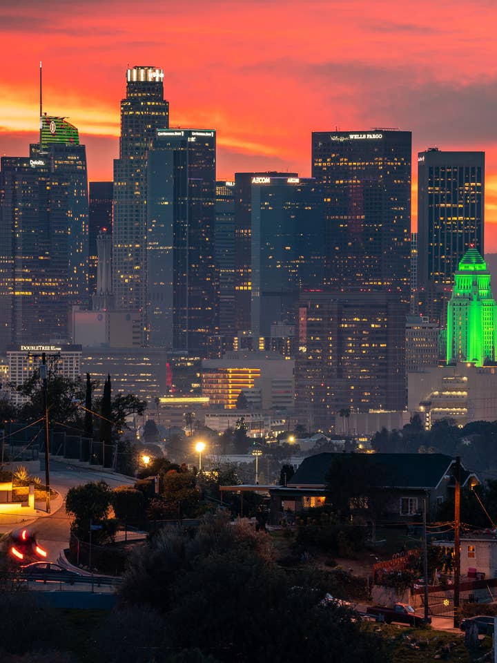 Los Angeles plakat - juleaften solnedgang for engroshandel hos Posters & Puzzles