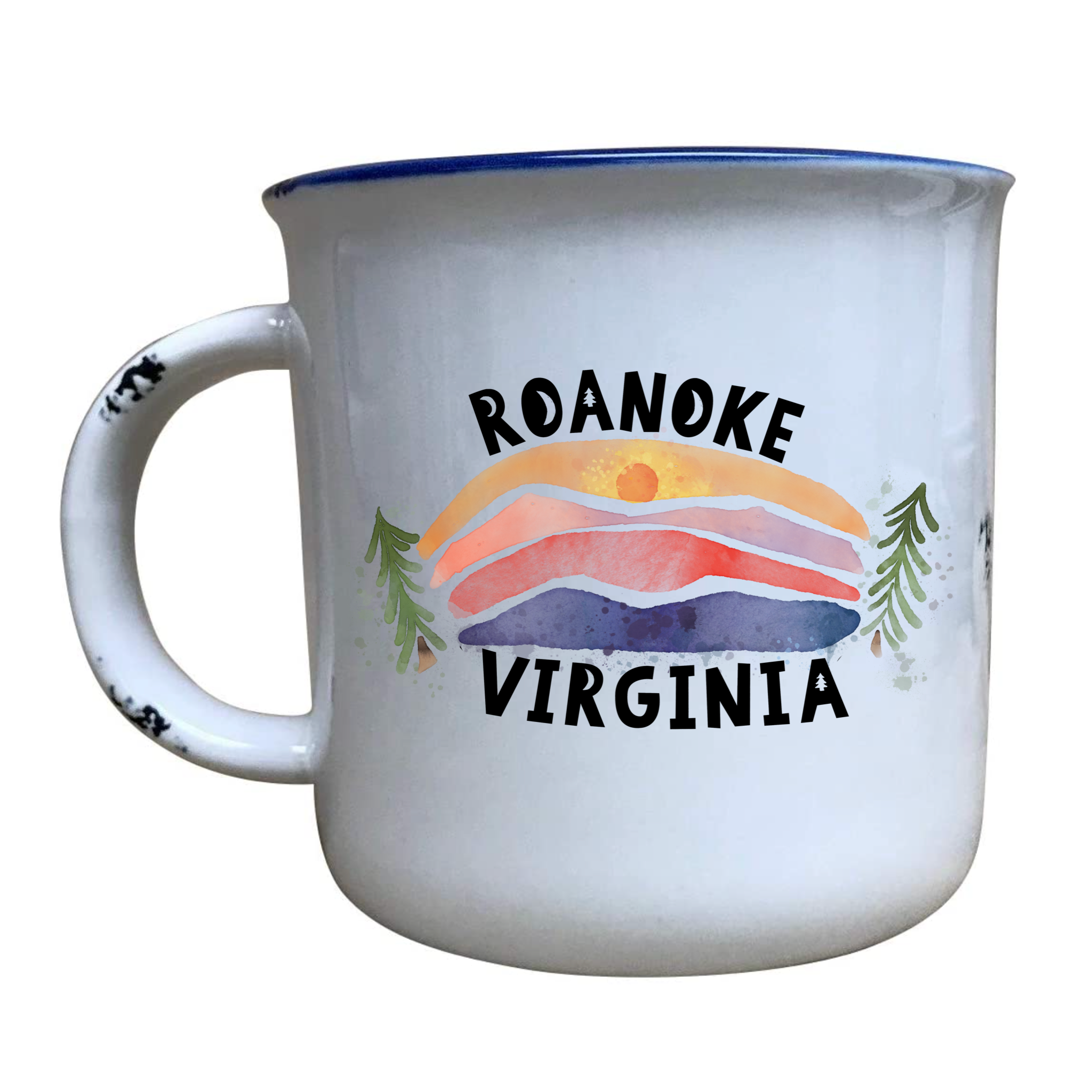 Sweetgum Studio - Wholesale Coffee Mug - Watercolor Mountain Sunset Mug - Custom text 1