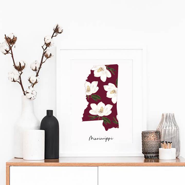 Mississippi Magnolia State Flower Print for wholesale by Two Peas Paper Co.