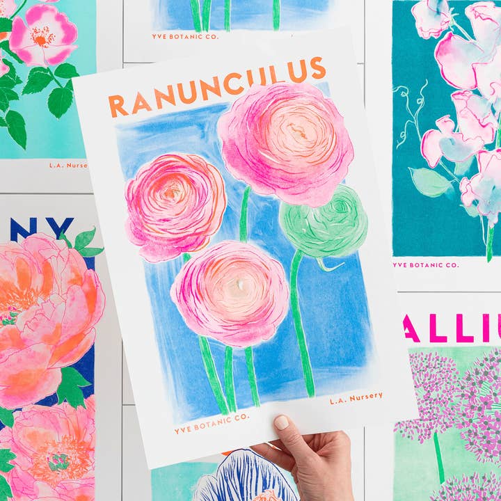 Eve Print Studio. - Vendita all'ingrosso Stampa artistica - Stampa risografica botanica Ranunculus