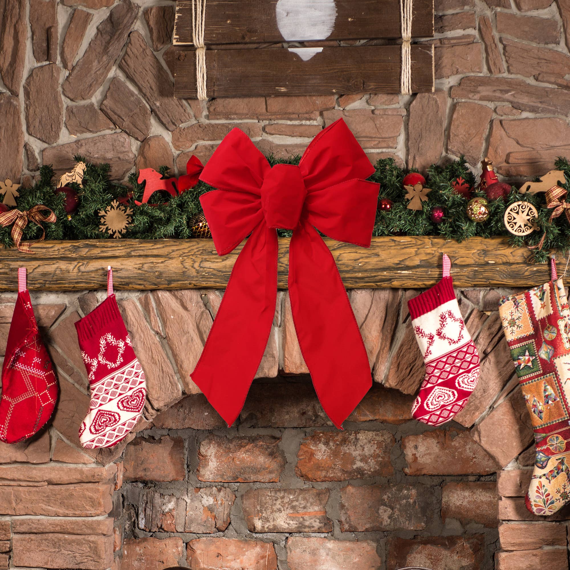 Larksilk - Wholesale Christmas Decoration - Red Wired Christmas Bows-12-Pack Decorative Holiday Ribbon6