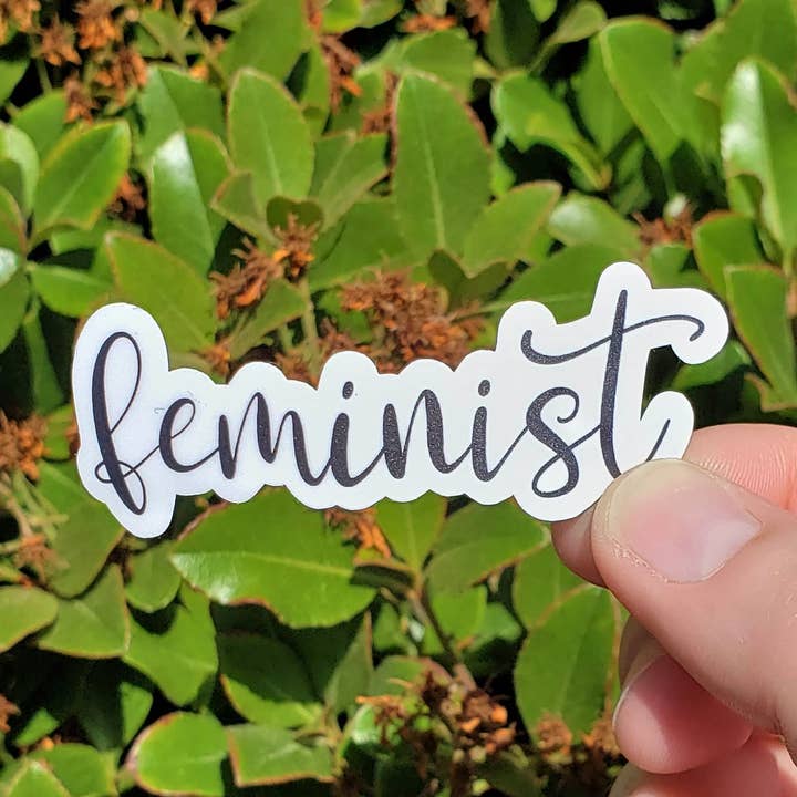 Feminist Cursive Sticker for wholesale by Spare Room Design Co.