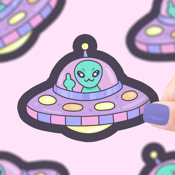 Turtle's Soup - Wholesale Sticker - Flipping Off Alien, Space, UFO, Middle Finger, Vinyl Sticker