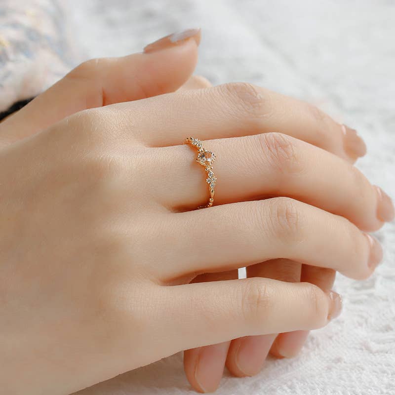 Gioiellin - S925 Silver Jewelry - Wholesale Multi-Stone Ring - S925 Sterling Silver Plated 14k Morganite Ring1