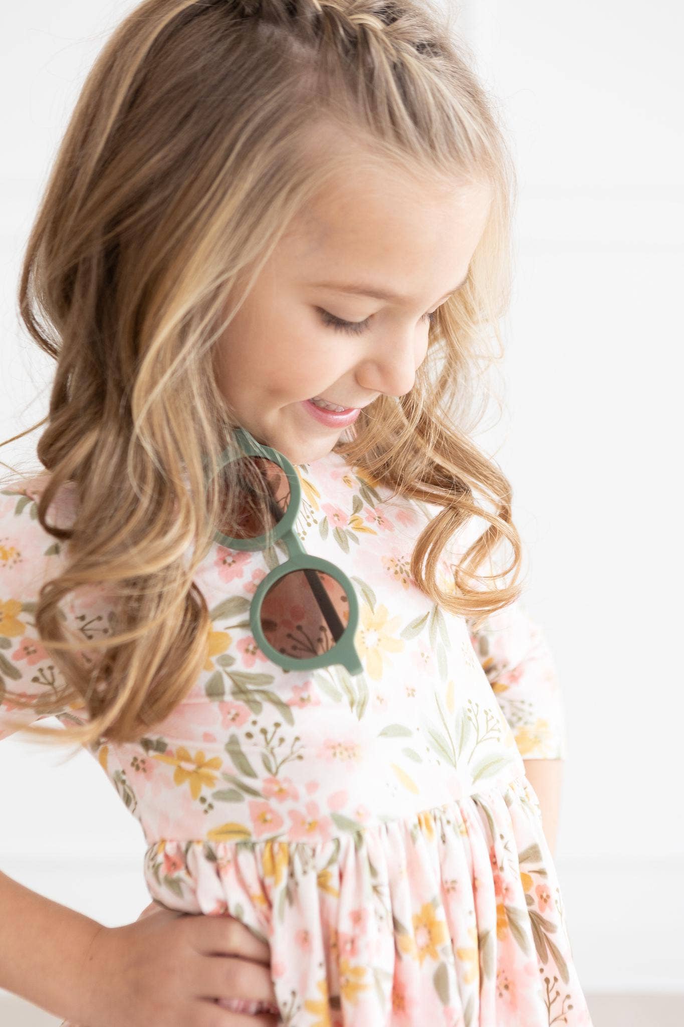 Mila & Rose - Wholesale Dress - Kids - Pretty Peachy 3/4 Sleeve Pocket Twirl Dress5