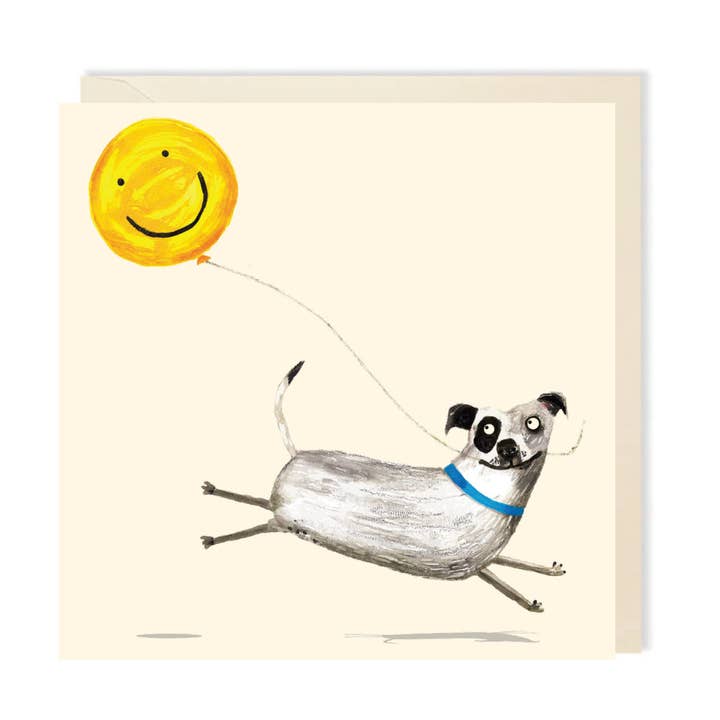 Happy Dog Balloon Greeting Card | Dog Greeting Card for wholesale by Charley Rabbit Cards