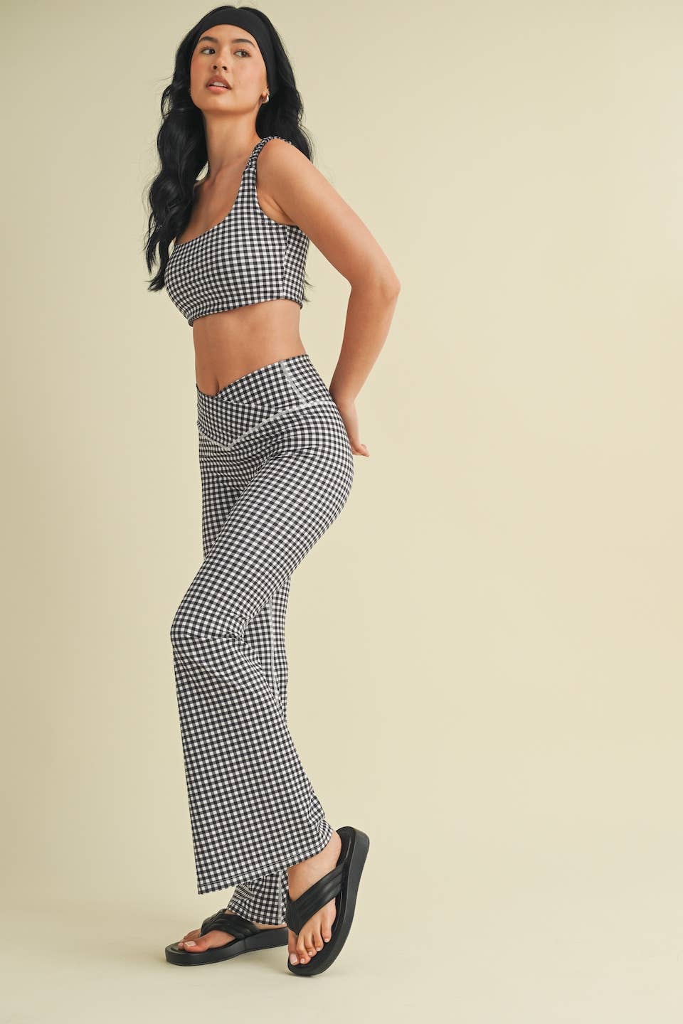 KIMBERLY C - Wholesale Sports Bra - Women's - Gingham Print Ruched Bra Top44