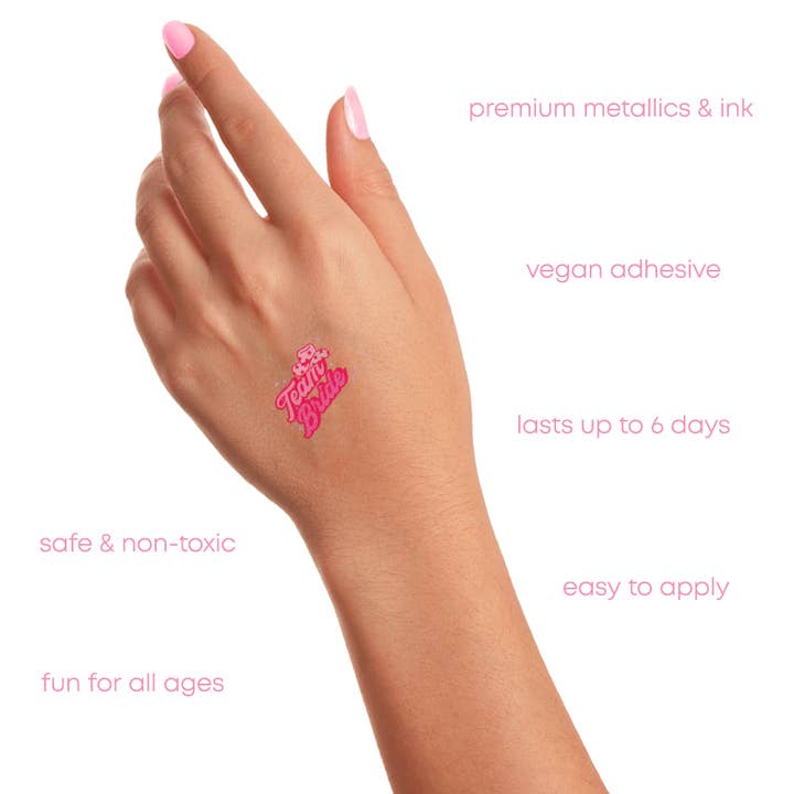 Flash Tattoos - Venta al por mayor Tatuajes temporales - YEEHAW TEAM BRIDE | Tatuajes temporales metálicos de despedida de soltera