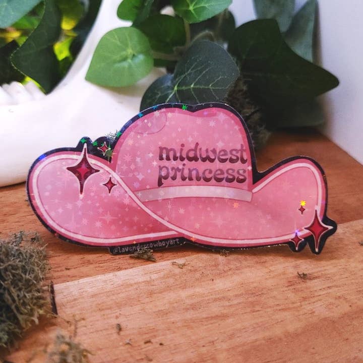 Lavender Cowboy Art - Wholesale Sticker - Midwest princess cowboy hat / pink pony club vinyl sticker