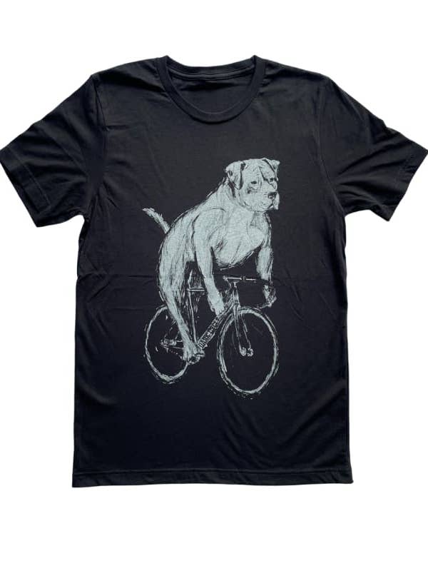 Pit Bull on A Bicycle Men's/Unisex Shirt for wholesale by Dark Cycle Clothing