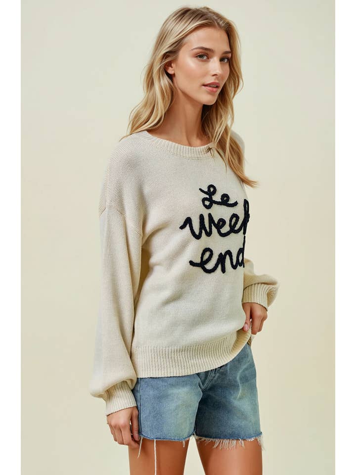 Doe and Rae – wholesale Pullovertröja - Dam – LE WEEKEND BRODERAD OVERSIZED TRÖJA - 43995T-52