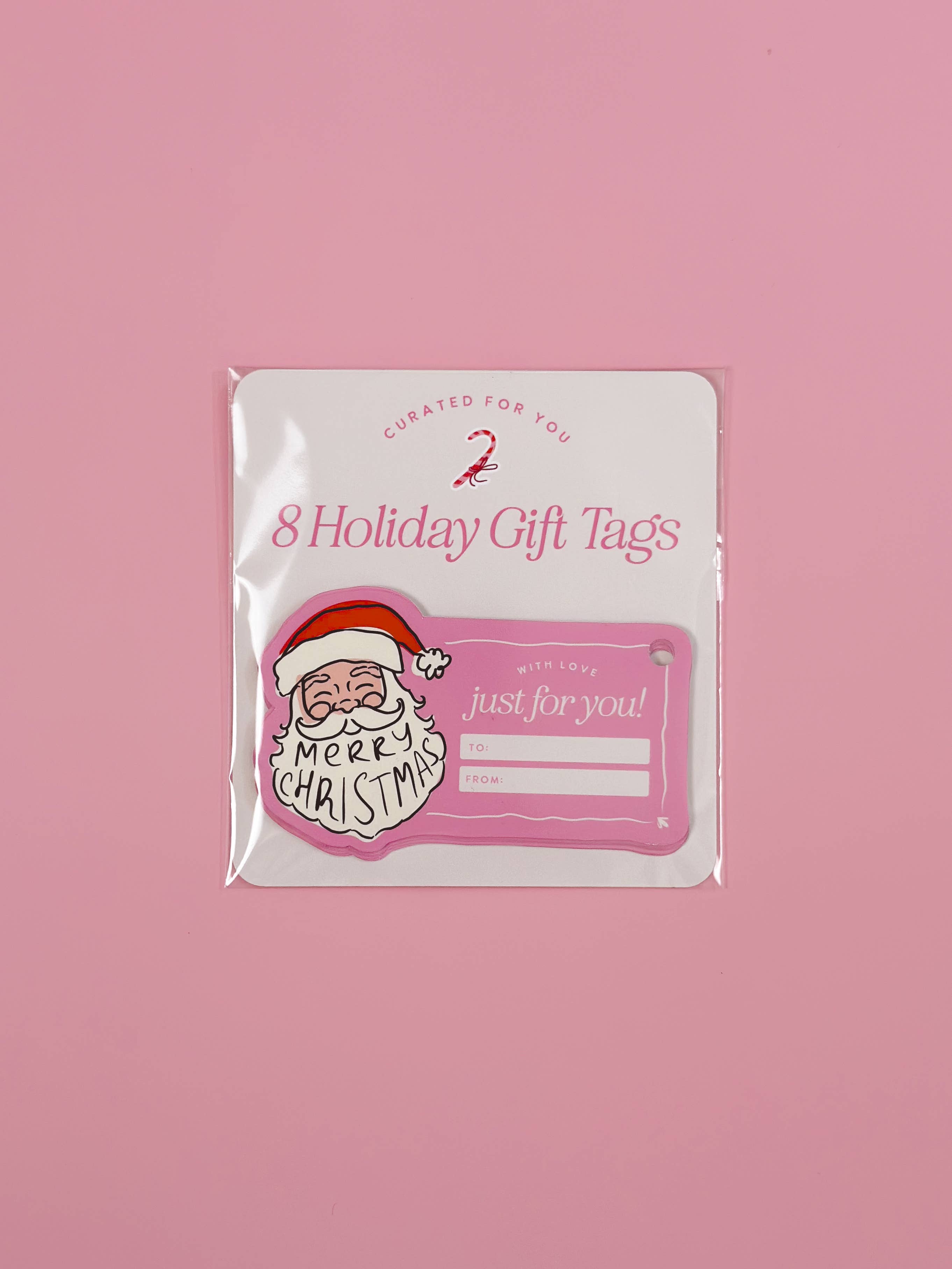 Curated for You Gifts - Vendita all'ingrosso Etichetta regalo - Etichette Regalo di Babbo Natale - Etichette Natalizie Rosa per Regali di Natale - Set di 84