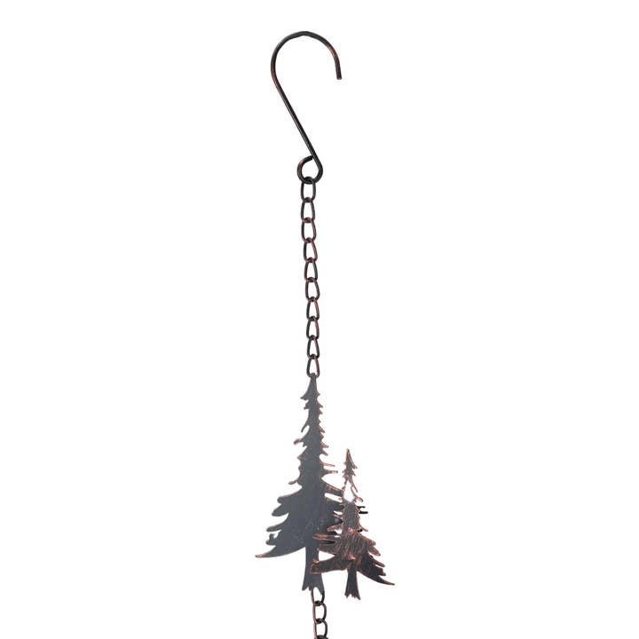 Zeckos - Wholesale Outdoor Ornament/Decor - 70-Inch Metal Rain Chain with 5 Forest Tree Silhouettes & Zen Bells, 3.25-Inch Diameter, Decorative and Functional Downspout Alternative19