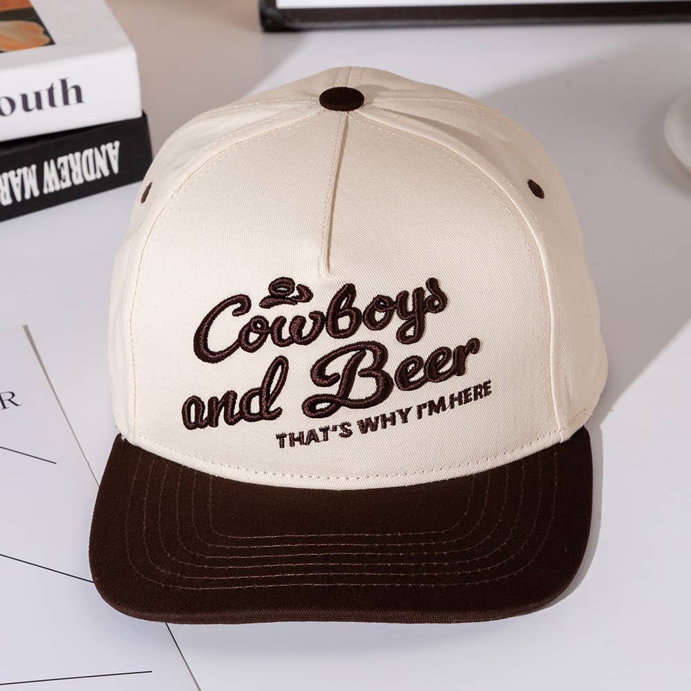 Sensibling Corp. – Großhandel Basecap – Unisex – COWBOY UND BIER Nachricht Gestickte Fünf-Panel-Canvas-Snapback-Baseballkappe6
