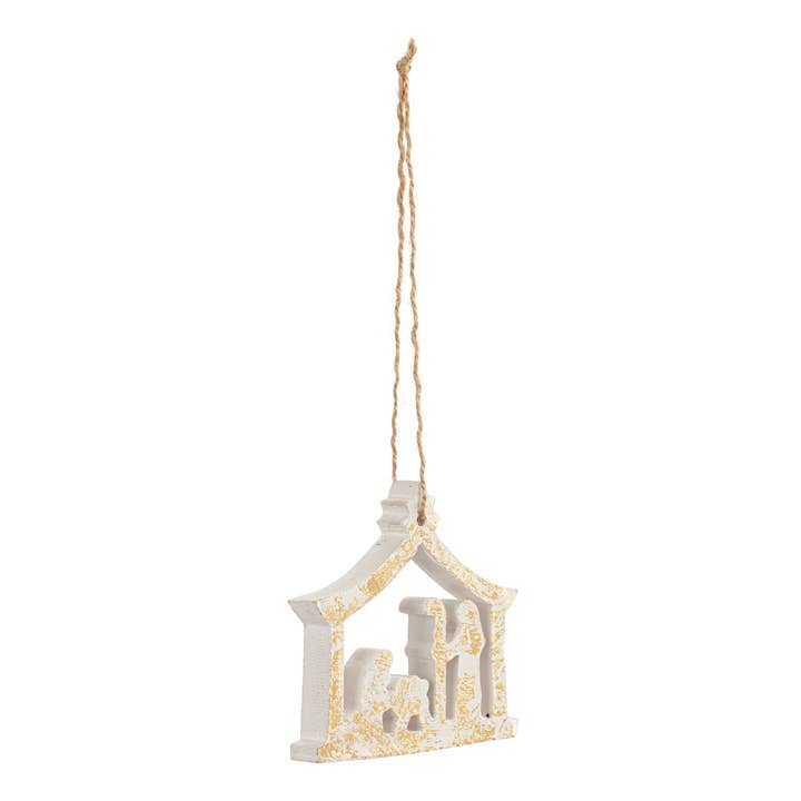 DEMDACO - Wholesale Ornament - Nativity Scene Gold White Wood Ornament2