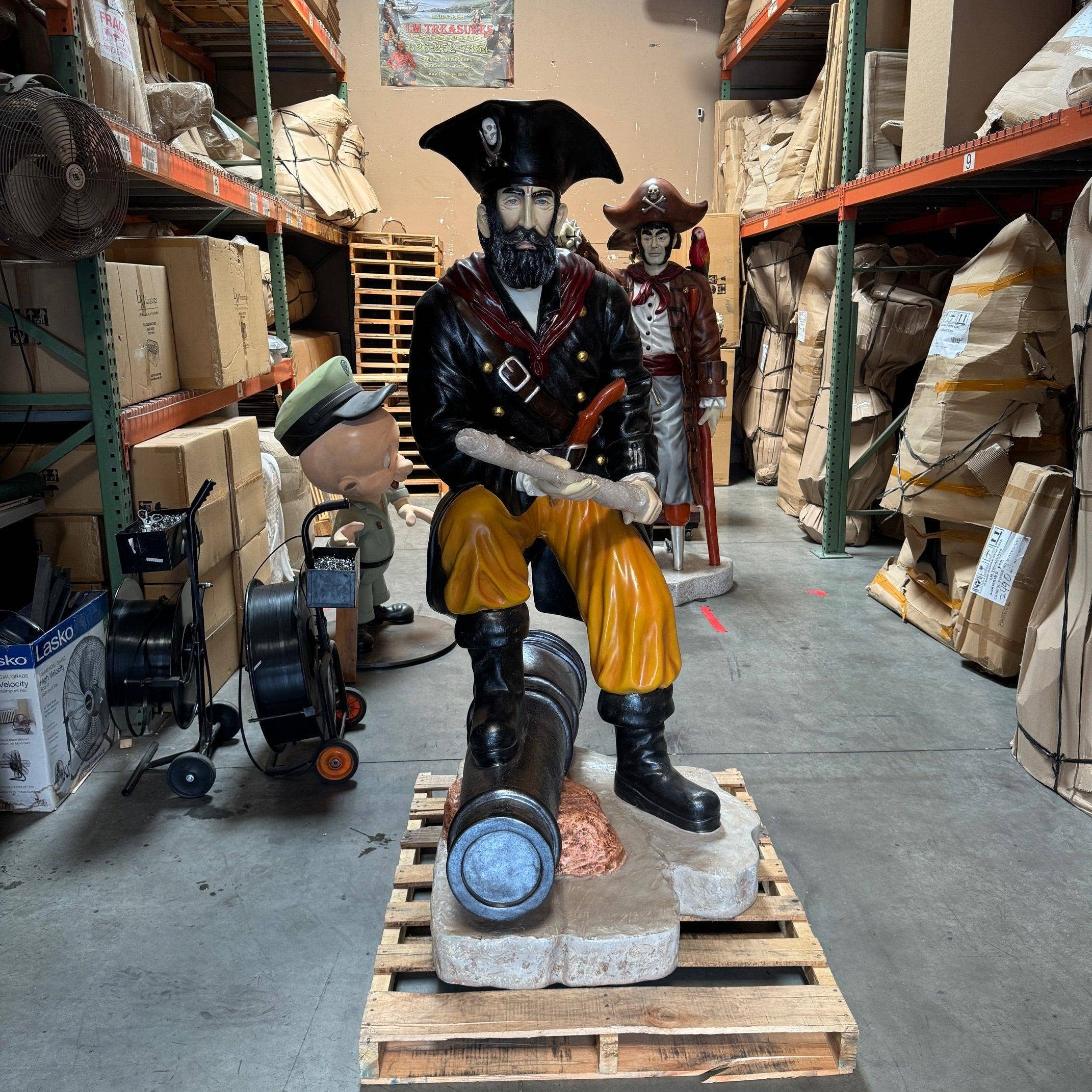LM Treasures - Wholesale Decorative Figurine - Pirate on Cannon Life Size Statue7