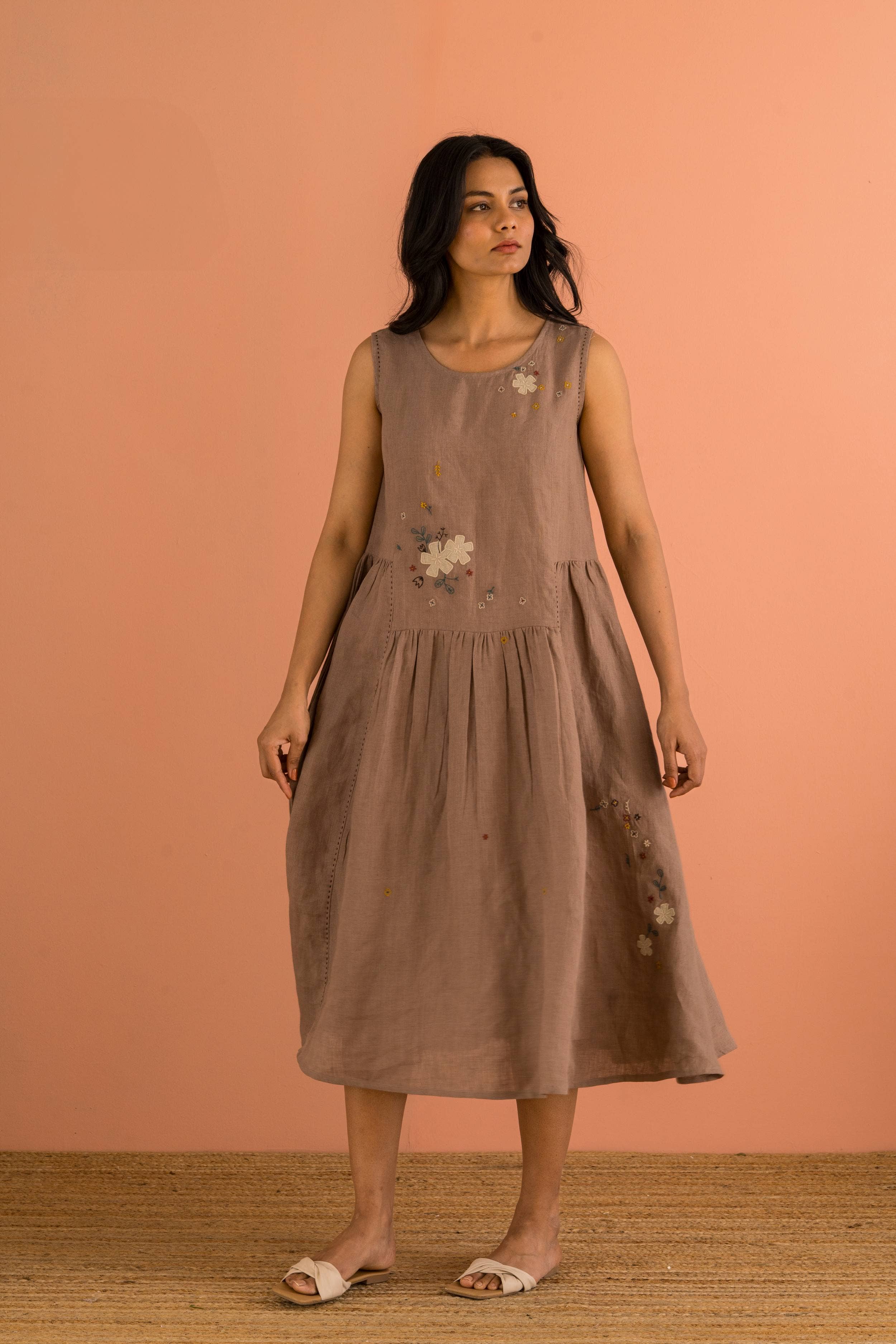 Muted Mocha Linen Erica Dress for wholesale on Faire1