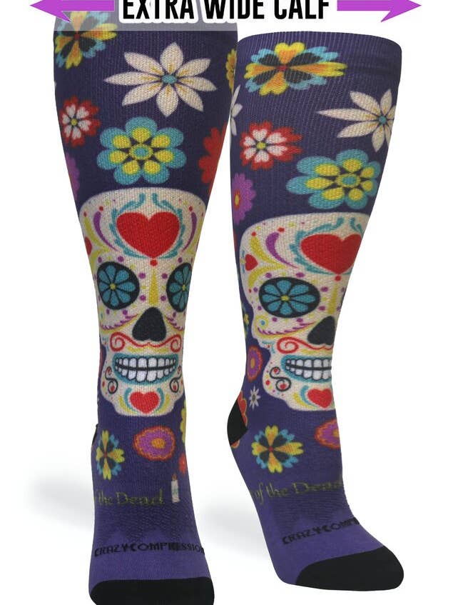 360 Calavera Purple T7 (EXTRA WIDE CALF) for wholesale by Crazy Compression