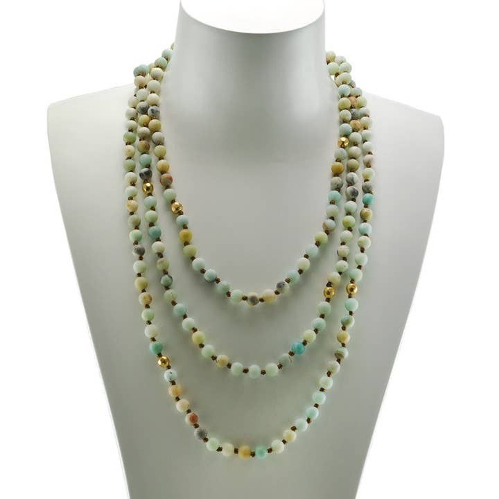 60 Inch Natural Stone Necklace for wholesale by NY Jewelry House