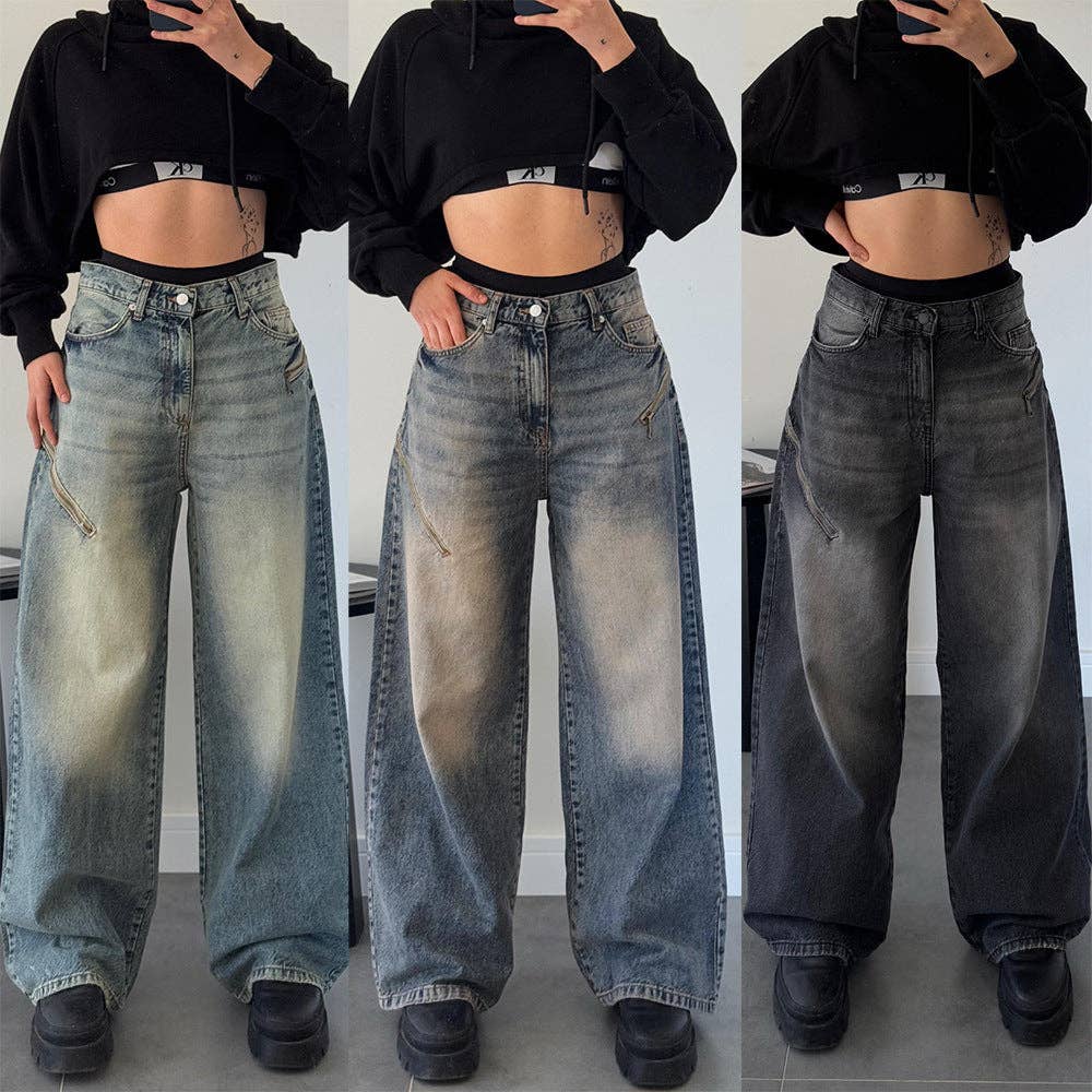 Marayn – wholesale Jeans – Women’s – Retro Street Style Gradient Distressed Denim Jeans11