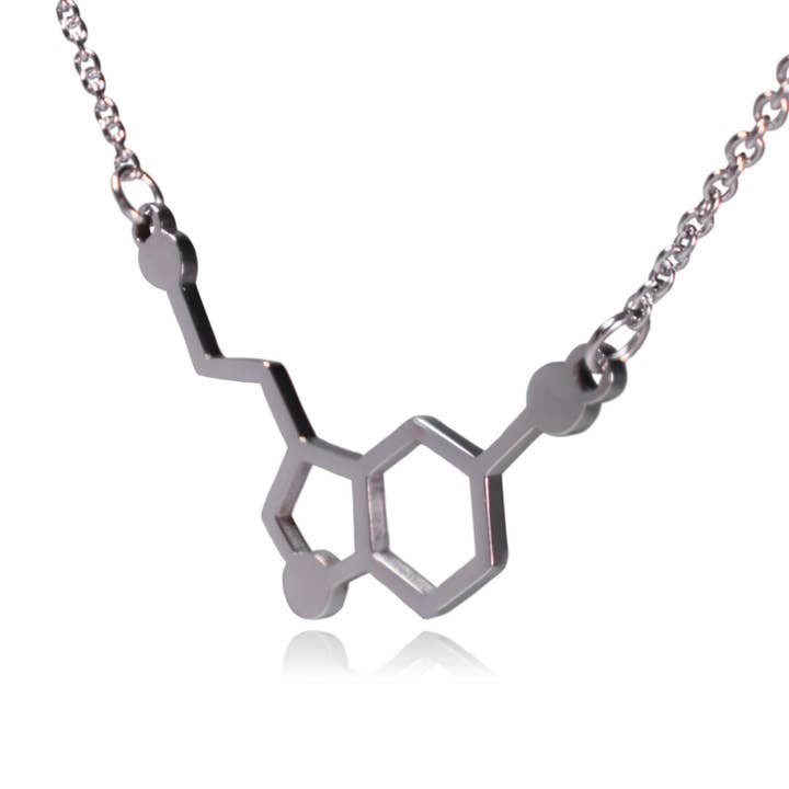 Clayton Jewelry Labs – wholesale Pendant/charm necklace – Serotonin Neurotransmitter Molecule Stainless Steel Necklace