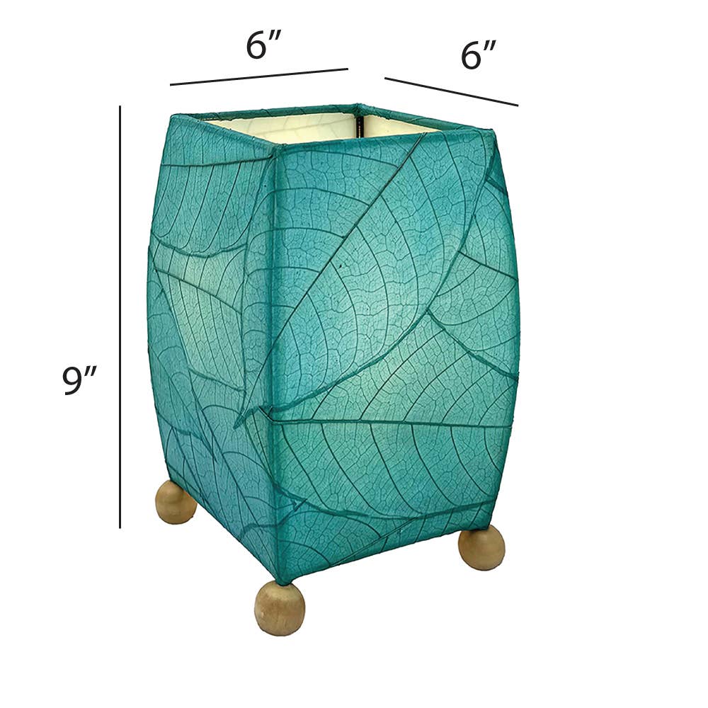 Eangee Home Design - Wholesale Accent/Desk Lamp - Mini Square Cocoa Leaf Lamp Sea Blue, Cocoa Leaves on Shade3