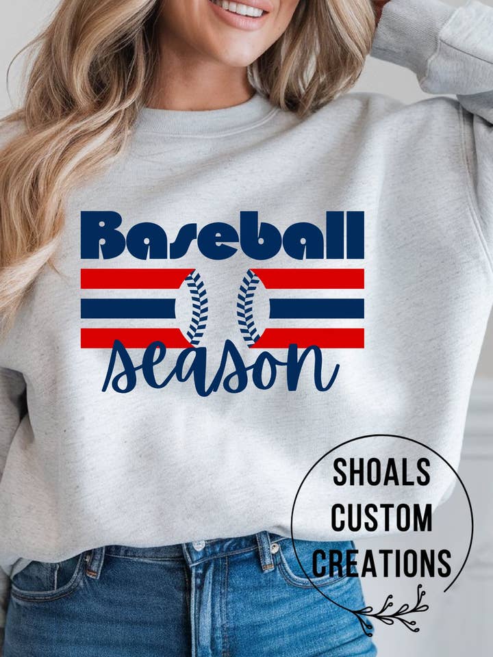 Baseball Season Crewneck Sweatshirt for wholesale by Shoals Custom Creations
