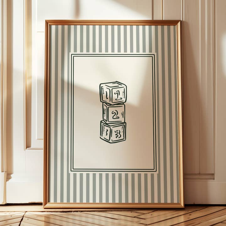 Stapelblokken Kunstprint (Saliegroene Streep) voor wholesale door Paperly Creative Co