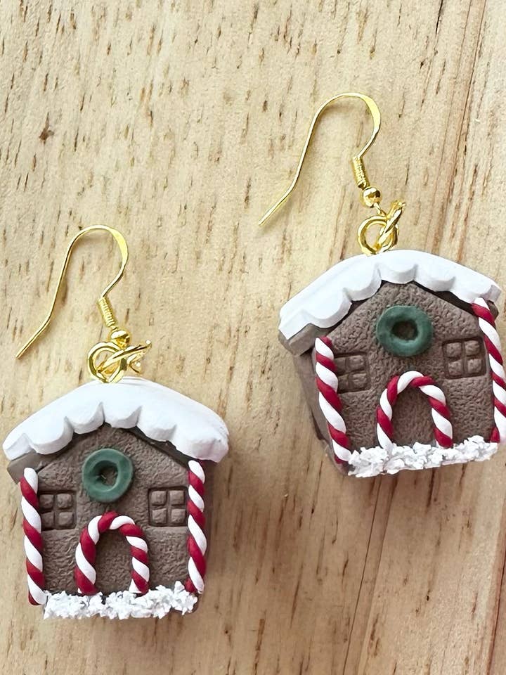 3D Gingerbread House Dangle for wholesale by SmallTownClayCo