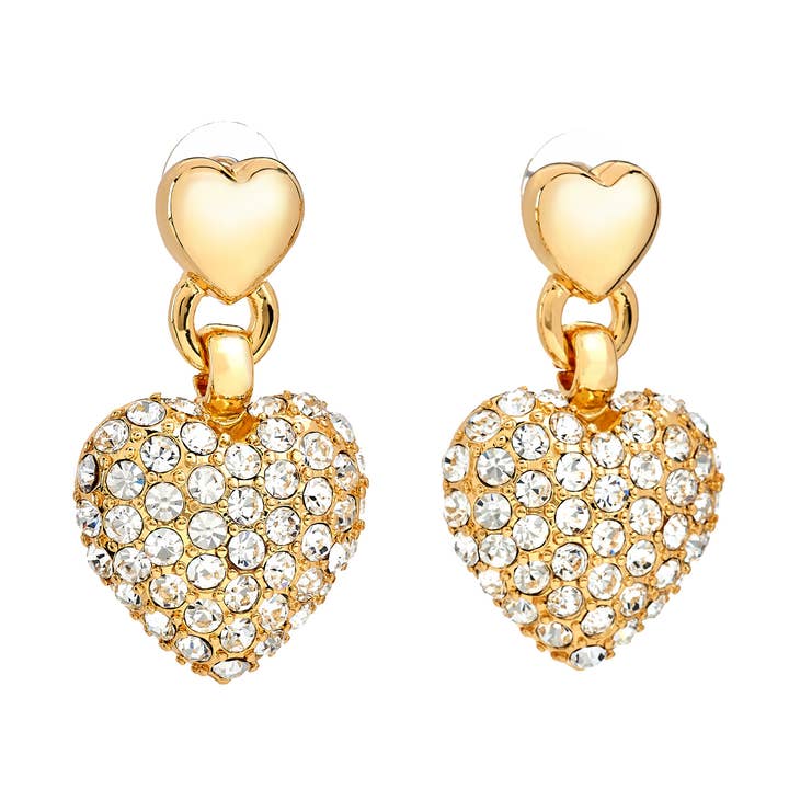 Boucles d'oreilles cœur en grappe de cristal percé pour la vente par Kenneth Jay Lane
