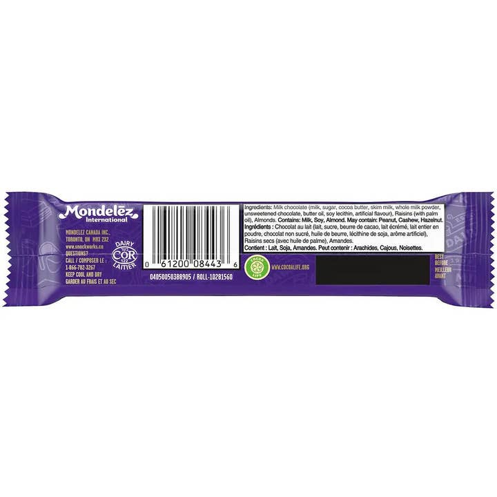 Echo Sales America - Wholesale Chocolate Bar - Cadbury Dairy Milk, Fruit & Nut - Case 24 x 42.0 g