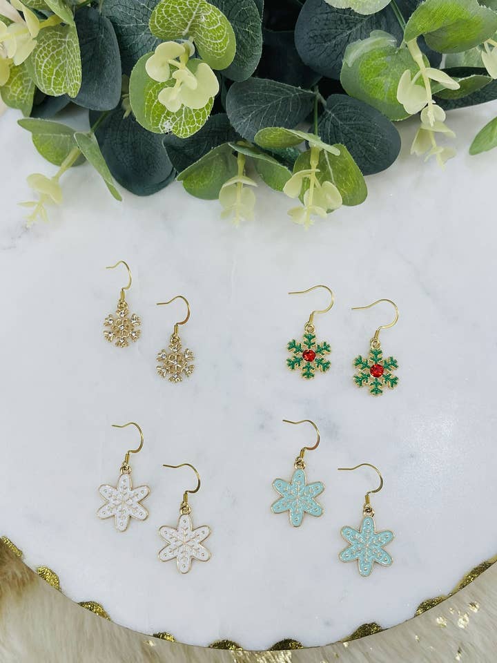 Snowflake Pendant Earrings for wholesale by Magnolia & Peach Jewelry Boutique, LLC
