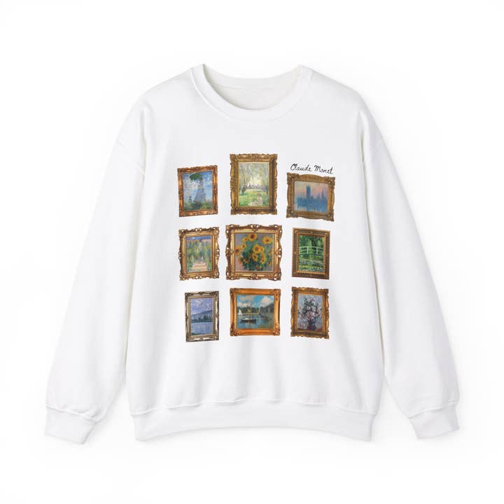 Opal and June - Wholesale Graphic Sweatshirt - Women's - Claude Monet Sweatshirt: Framed Famous Paintings Art History1