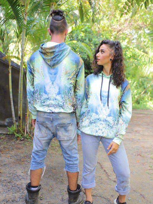 Sacred Geometry Hoodie | UV Hoodie | Fractal Hoodie | Psy Clothing | Festival Hoodie | Psychedelic Sweater | Angel of Arcturus - UV (HD) for wholesale by Mystic Mind