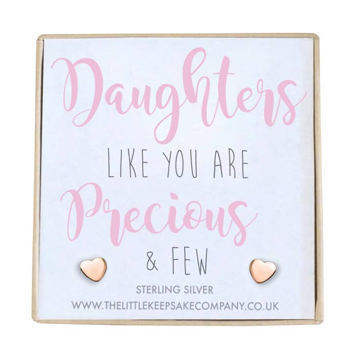 Roségouden oorbellen van Vermeil Quote - Dochters zoals jij zijn kostbaar en weinig voor wholesale door The Little Keepsake Company