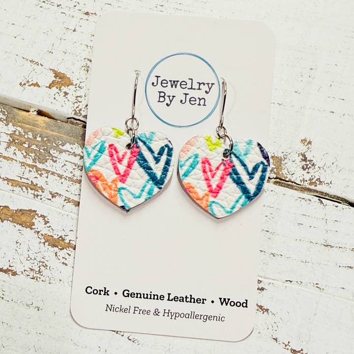 Jewelry By Jen - Wholesale Dangle Earrings - Heart Earrings (Small): Candy Hearts1